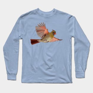 Female Cardinal Illustration Long Sleeve T-Shirt